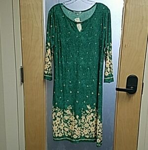 Jon & Anna Green and Cream Floral Long Sleeve Dress